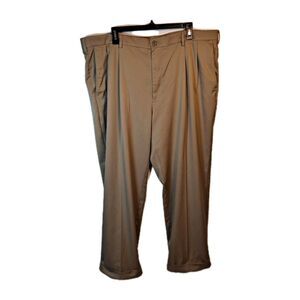 Pro Tour Men's Golf Pants Size 42 x 30 (42 X 29) Khaki Beige Pleats Cuffs (Flaw)